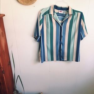 VINTAGE striped button up tee